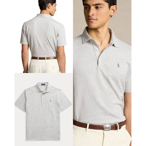 Polo Ralph Lauren NWT Classic Fit Cotton-Linen Mesh Polo Shirt Andover Heather - Picture 1 of 7
